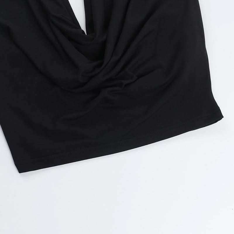 Effortless Chic Black Cowl Neck Halter Top - Your Fall & Holiday Go-To
