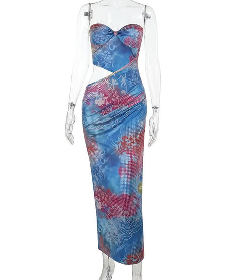 Vibrant Tropical Bloom Strapless Cutout Maxi Dress - Your Fall/Winter Vacation Essential