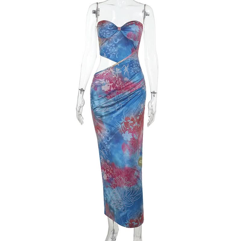 Vibrant Tropical Bloom Strapless Cutout Maxi Dress - Your Fall/Winter Vacation Essential