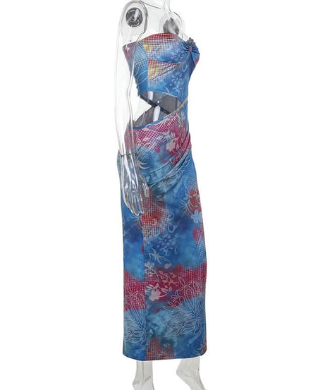 Vibrant Tropical Bloom Strapless Cutout Maxi Dress - Your Fall/Winter Vacation Essential