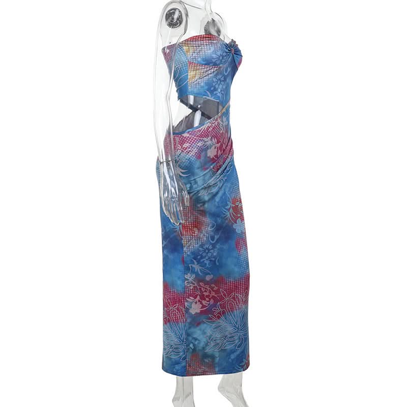 Vibrant Tropical Bloom Strapless Cutout Maxi Dress - Your Fall/Winter Vacation Essential