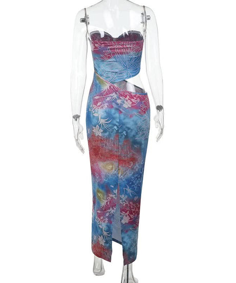 Vibrant Tropical Bloom Strapless Cutout Maxi Dress - Your Fall/Winter Vacation Essential