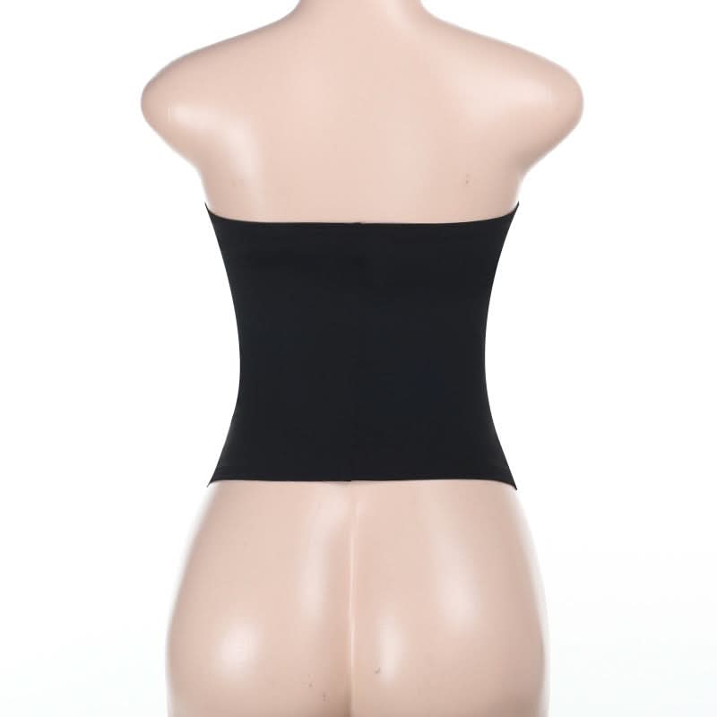 Autumn Edge Black Lace-Up Backless Bodice Top - Chic Fall Nights & Halloween Ready