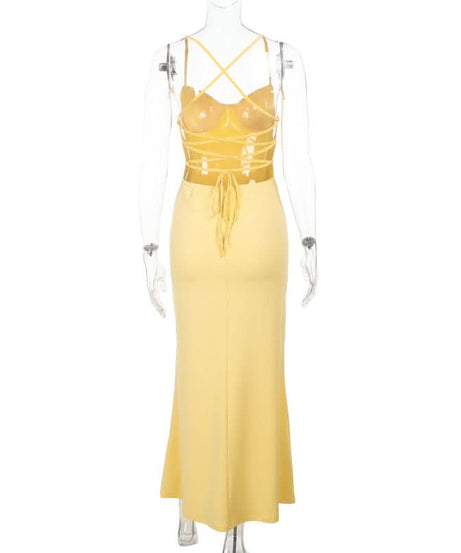 Radiant Butter Yellow Mermaid Maxi Dress - Sweetheart Lace & Crisscross Back | Fall Weddings & Resort Chic