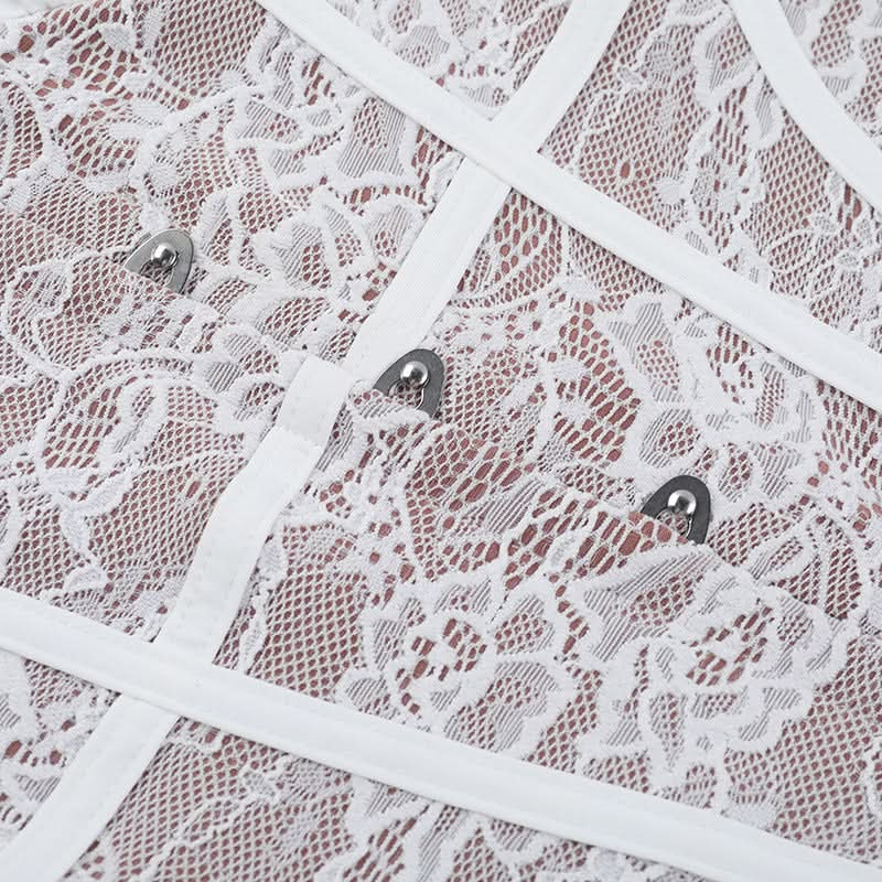 Enchanting White Lace Corset Mini Dress - Off-Shoulder Romantic Fall Party & Date Night