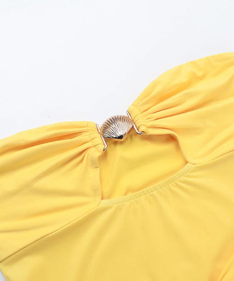 Radiant Yellow Strapless Cutout Maxi Gown - Holiday Gala & Resort Chic