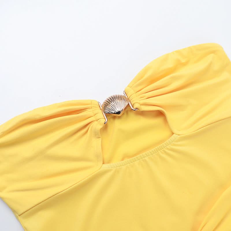 Radiant Yellow Strapless Cutout Maxi Gown - Holiday Gala & Resort Chic