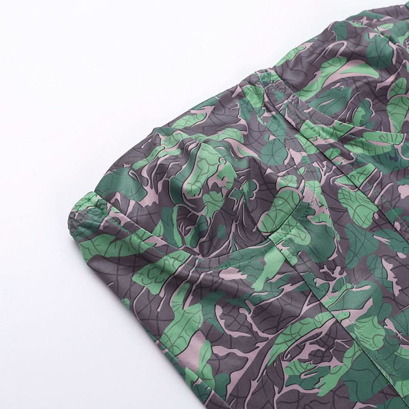 Chic Botanical Camo Strapless Backless Bustier Top - Fall Statement Style