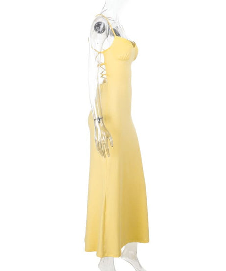 Radiant Butter Yellow Mermaid Maxi Dress - Sweetheart Lace & Crisscross Back | Fall Weddings & Resort Chic