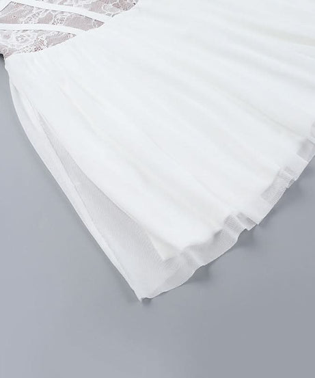 Enchanting White Lace Corset Mini Dress - Off-Shoulder Romantic Fall Party & Date Night