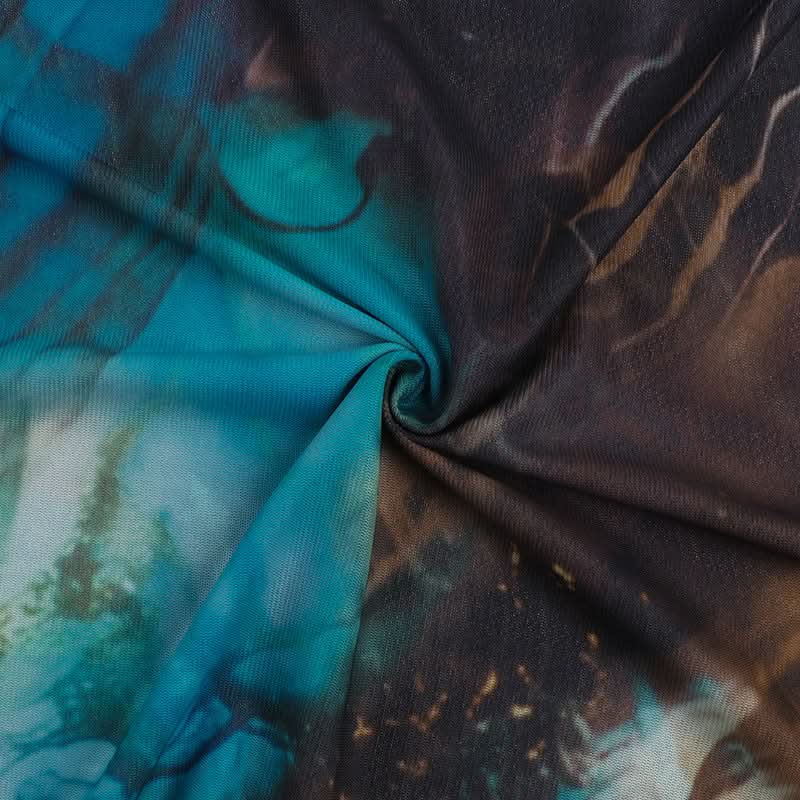 Destination Diva: O-Ring Halter Cut-Out Maxi Dress - Abstract Swirl Print for Resort Glam & Tropical Escapes