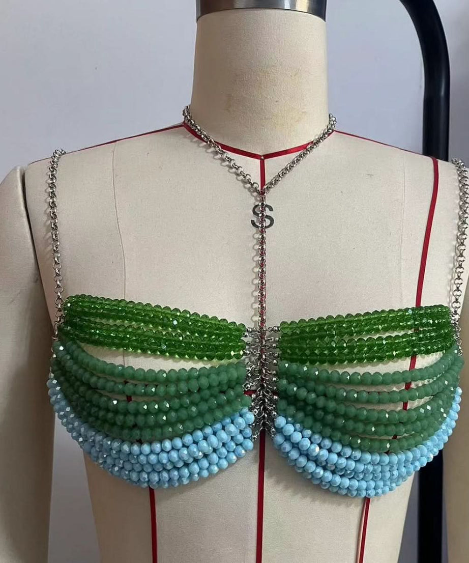 Ombre Beaded Mermaid Halter Top | Dazzling Resort & Festival Chain Cami