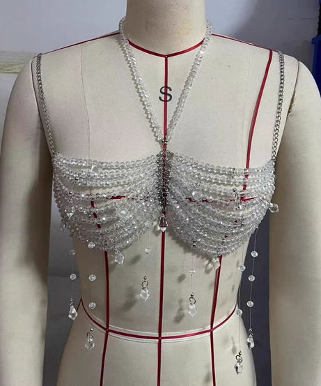 Dazzling Crystal Halter Body Chain Bralette | Ultimate Holiday Glam & Festival Statement