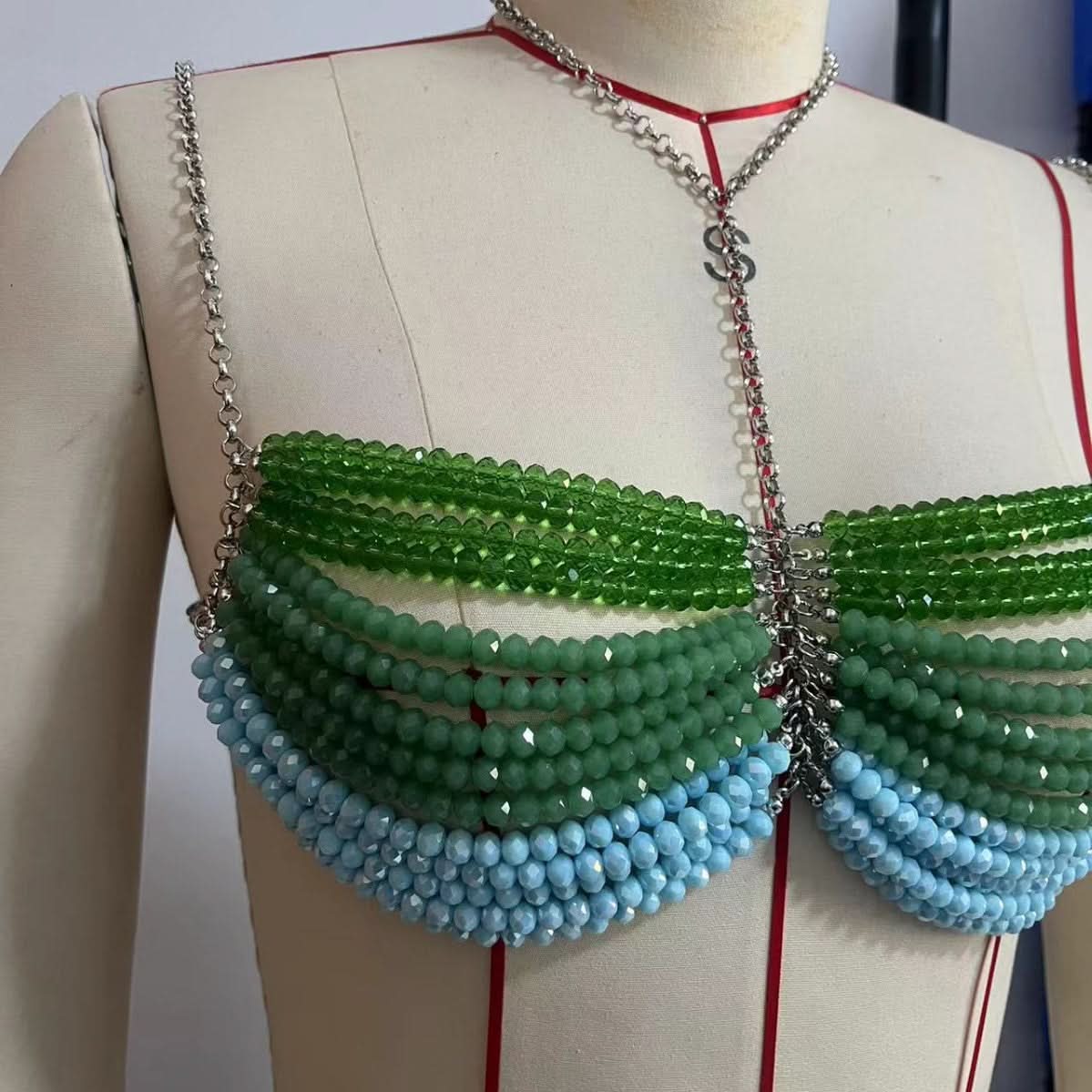 Ombre Beaded Mermaid Halter Top | Dazzling Resort & Festival Chain Cami