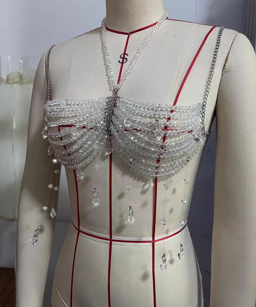 Dazzling Crystal Halter Body Chain Bralette | Ultimate Holiday Glam & Festival Statement