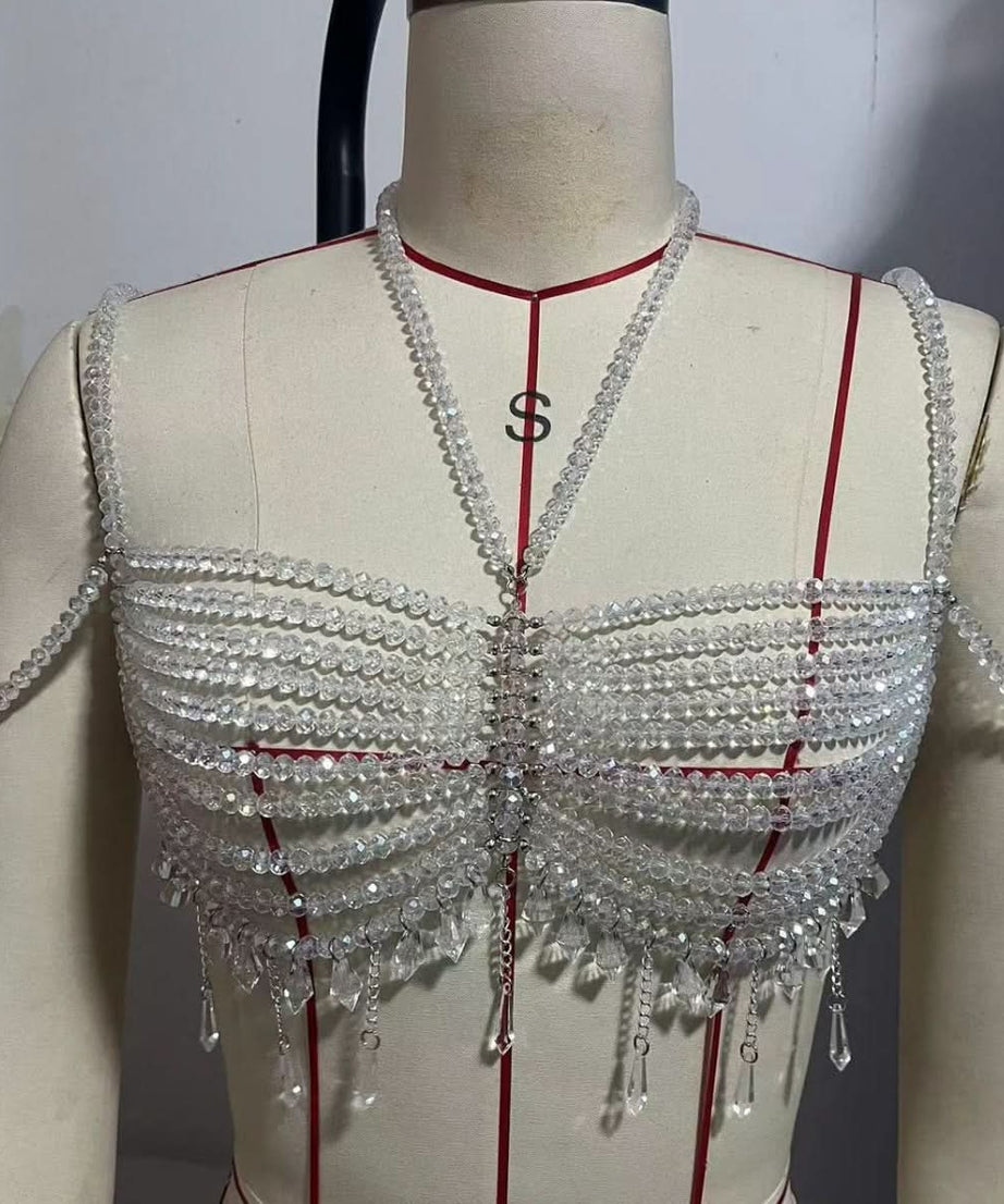 Dazzling Crystal Halter Backless Top | The Ultimate Holiday & NYE Statement Piece