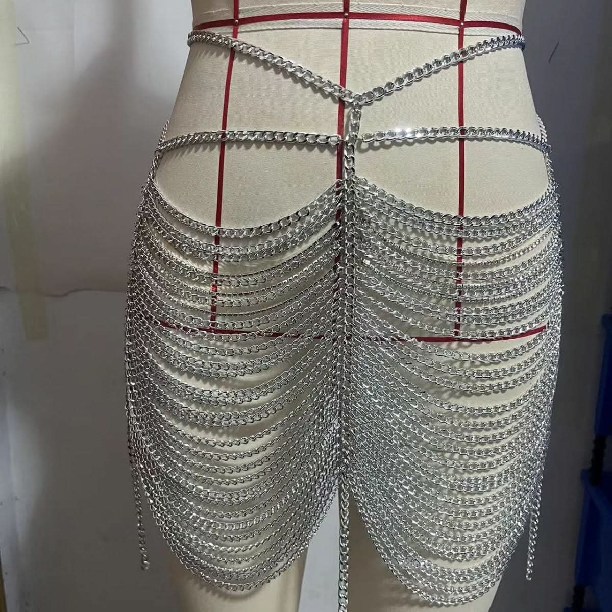 Dazzling Silver Chain Skirt Overlay | Ultimate Festival, Rave & Holiday Party Statement Piece