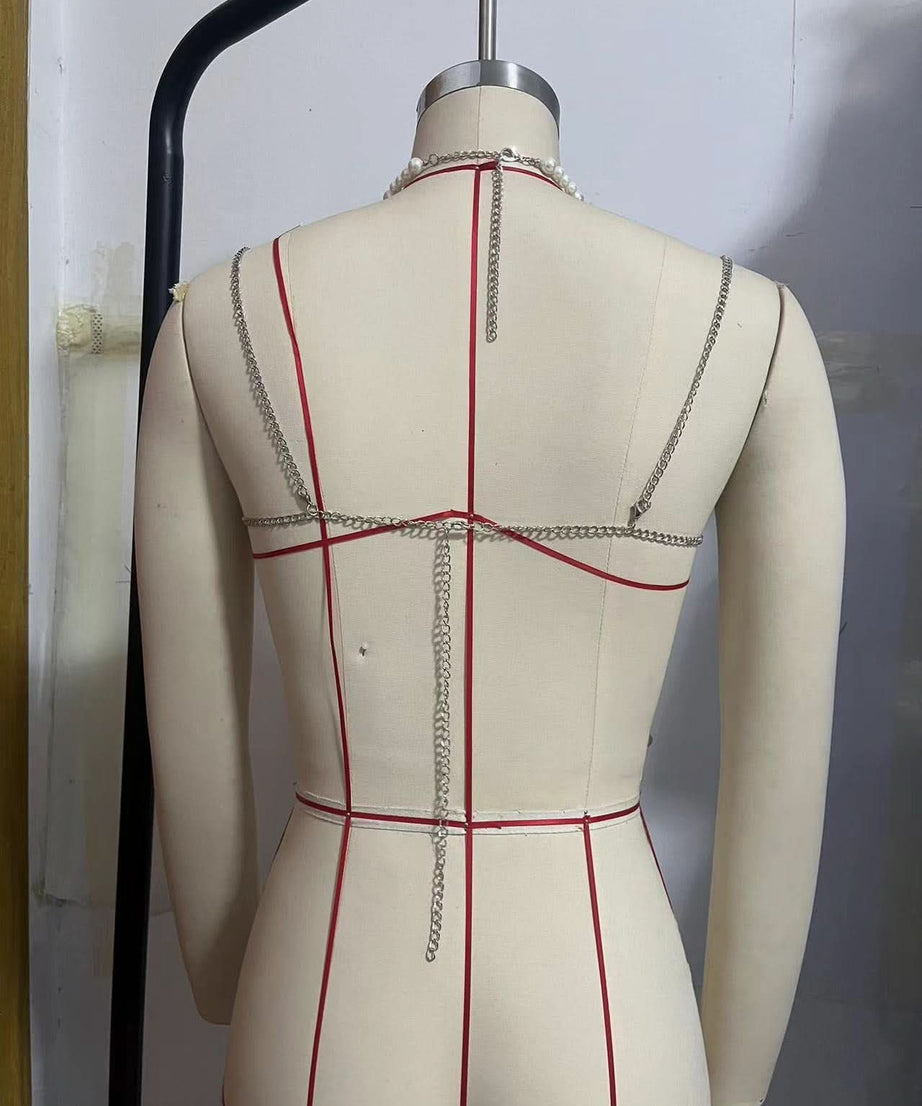 Goddess Pearl Draped Body Chain Top - Ultimate Festival & Holiday Party Glamour