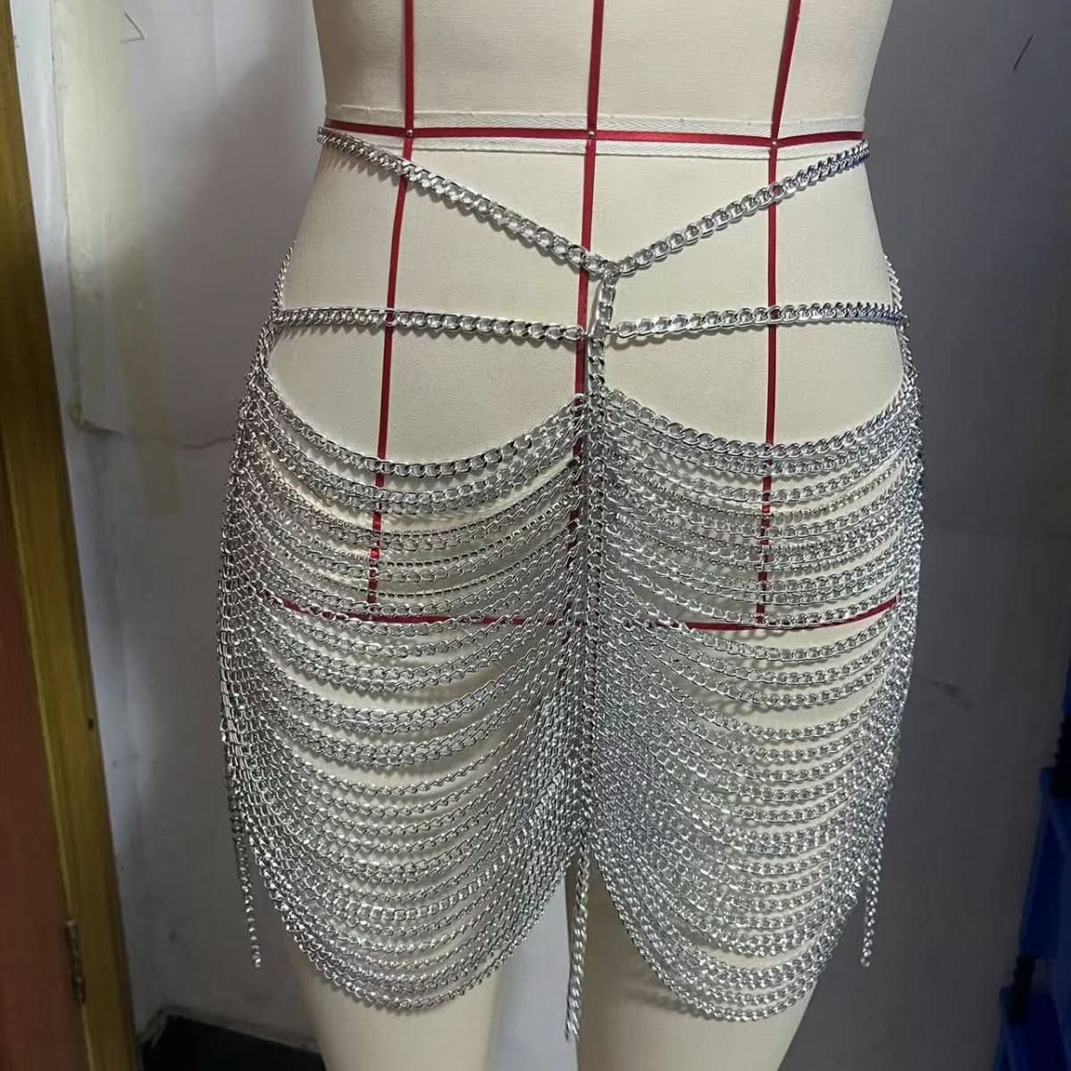 Dazzling Silver Chain Skirt Overlay | Ultimate Festival, Rave & Holiday Party Statement Piece