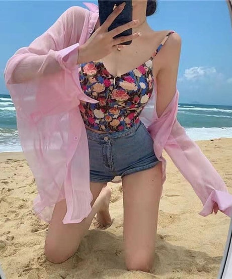 Tropical Escape Floral Smocked Padded Cami Top - Your Fall Getaway Essential