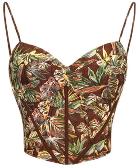 Autumn Bloom Botanical Corset Cami Top - Chic Fall Style