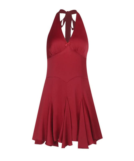 Showstopper Red Halter Mini Dress - Your Go-To for Fall Festivities & Holiday Parties
