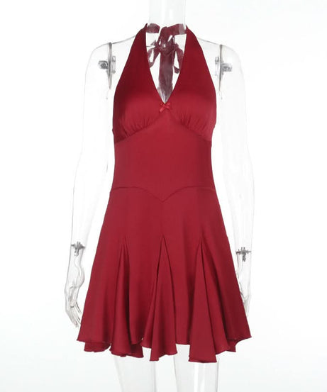 Showstopper Red Halter Mini Dress - Your Go-To for Fall Festivities & Holiday Parties