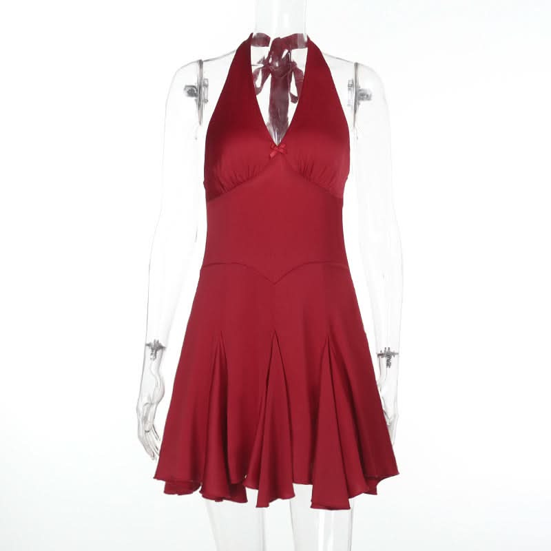 Showstopper Red Halter Mini Dress - Your Go-To for Fall Festivities & Holiday Parties