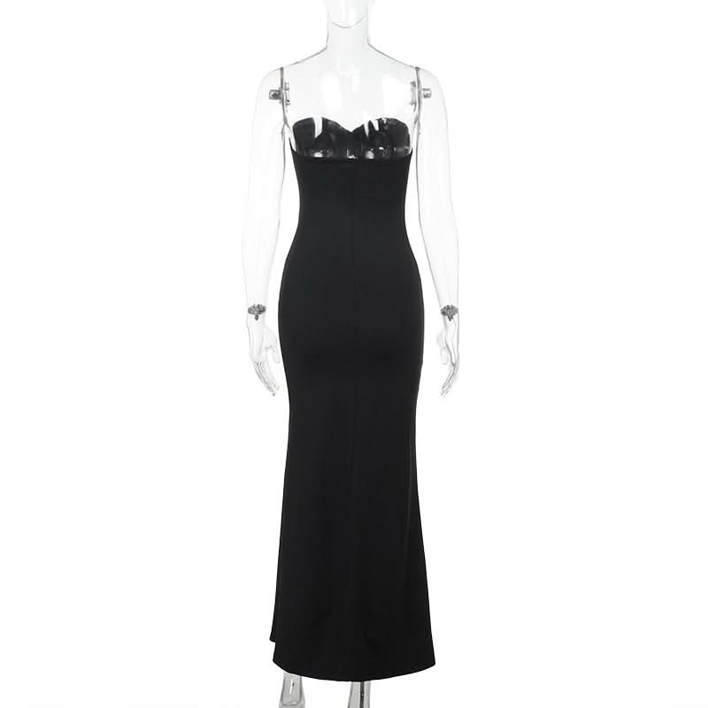 Glamorous Black Strapless Cutout Maxi Dress - Perfect for Fall Events & Holiday Parties