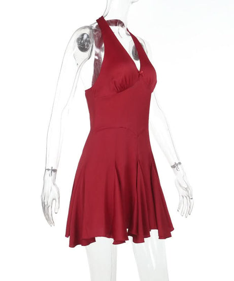 Showstopper Red Halter Mini Dress - Your Go-To for Fall Festivities & Holiday Parties