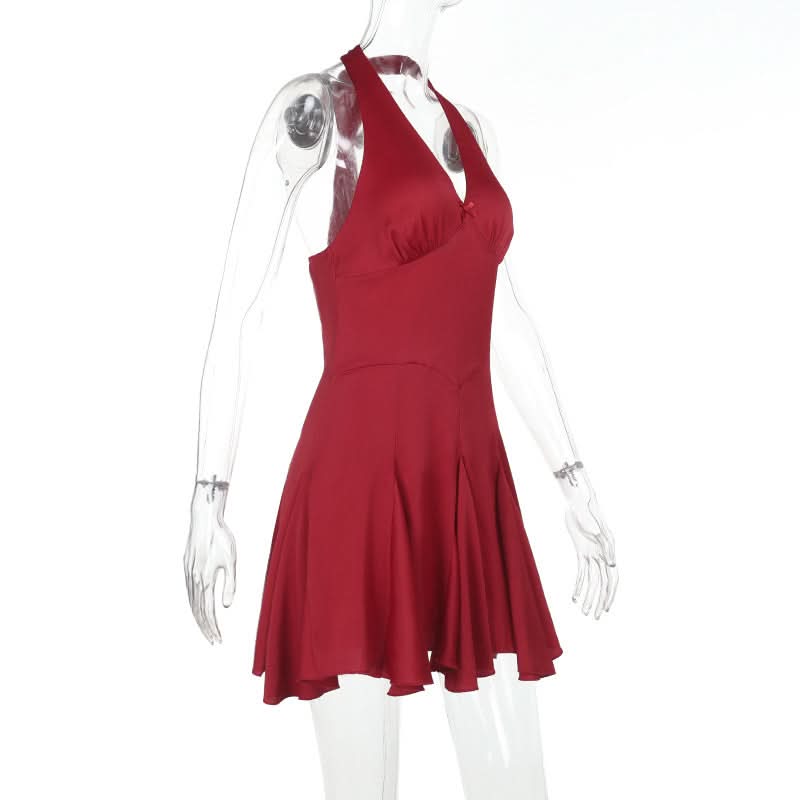 Showstopper Red Halter Mini Dress - Your Go-To for Fall Festivities & Holiday Parties
