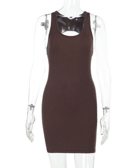Effortless Chic Mocha Ribbed Bodycon Mini Dress with Back Cutout - Your Fall '25 Staple