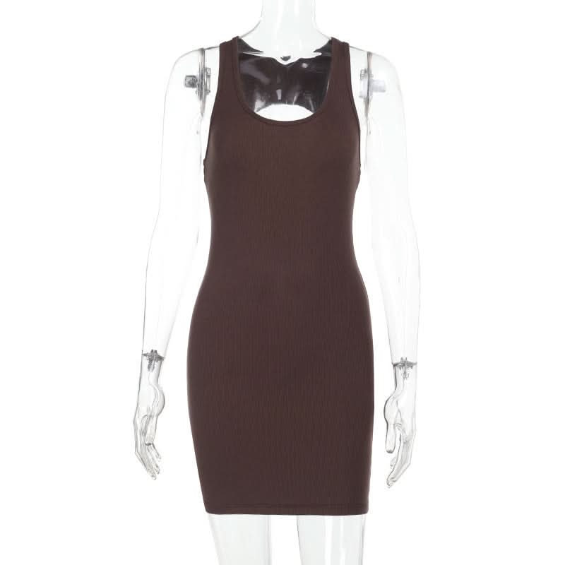 Effortless Chic Mocha Ribbed Bodycon Mini Dress with Back Cutout - Your Fall '25 Staple