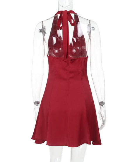 Showstopper Red Halter Mini Dress - Your Go-To for Fall Festivities & Holiday Parties