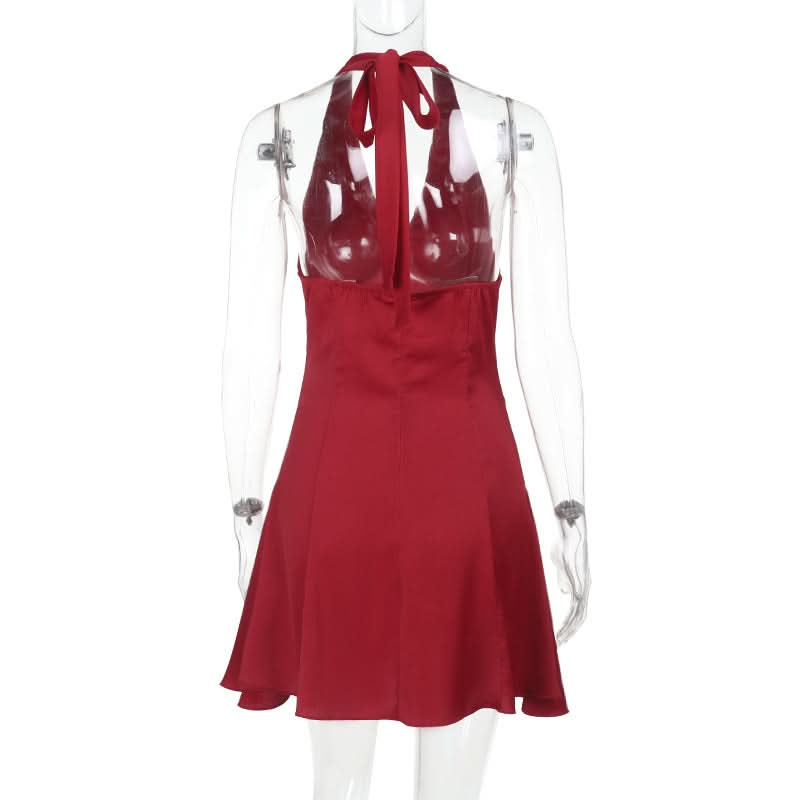 Showstopper Red Halter Mini Dress - Your Go-To for Fall Festivities & Holiday Parties