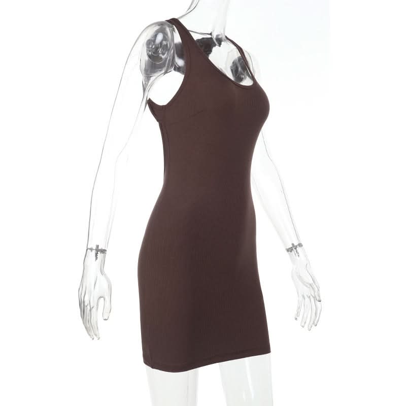 Effortless Chic Mocha Ribbed Bodycon Mini Dress with Back Cutout - Your Fall '25 Staple
