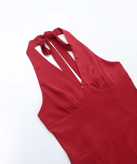 Showstopper Red Halter Mini Dress - Your Go-To for Fall Festivities & Holiday Parties