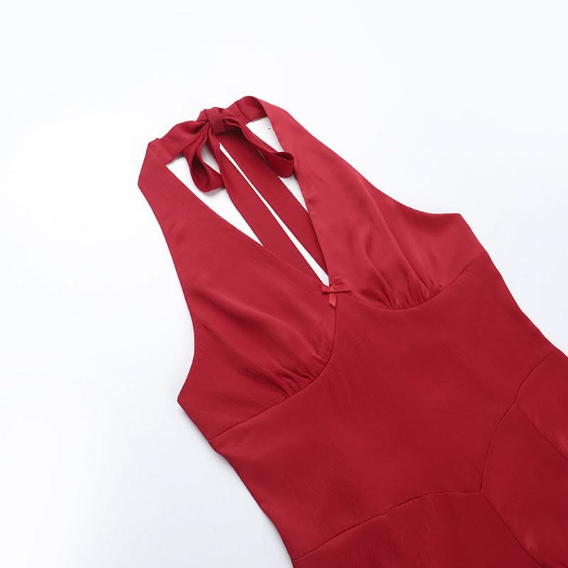 Showstopper Red Halter Mini Dress - Your Go-To for Fall Festivities & Holiday Parties