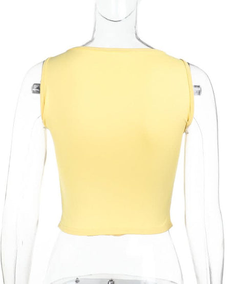 Sunny Yellow Ruffled Corset Bustier Tank Top - Chic Fall Layering Essential