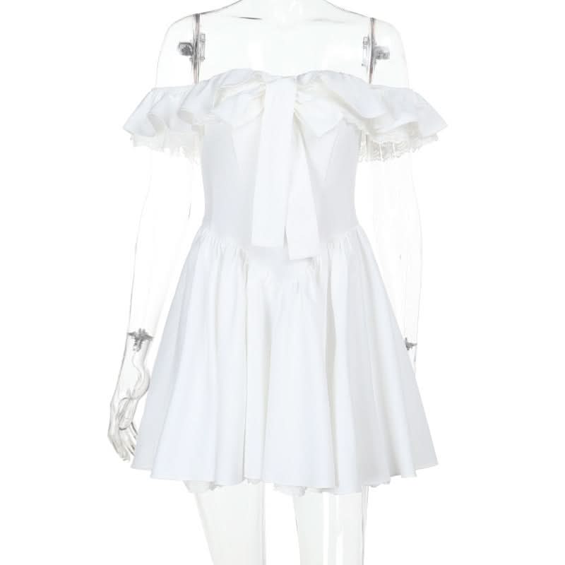 The 'Romantic Reverie' Off-Shoulder Bow Mini Dress | Holiday Party & Winter Getaway Ready