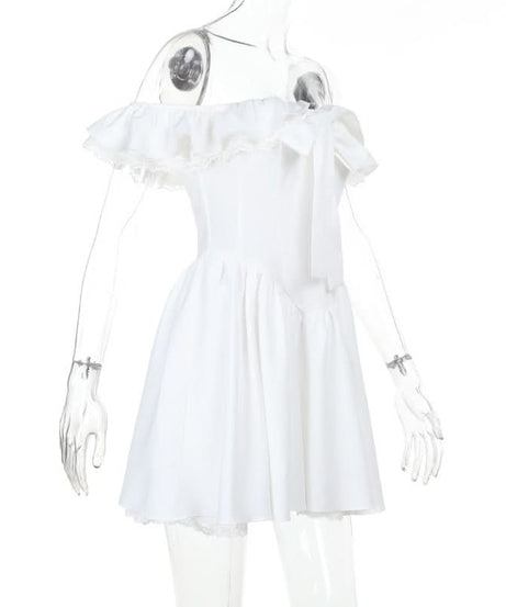 The 'Romantic Reverie' Off-Shoulder Bow Mini Dress | Holiday Party & Winter Getaway Ready