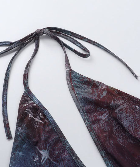 Mystic Skies Halter Deep V Ruched Mini Dress - Your Edgy Fall Night Out Essential