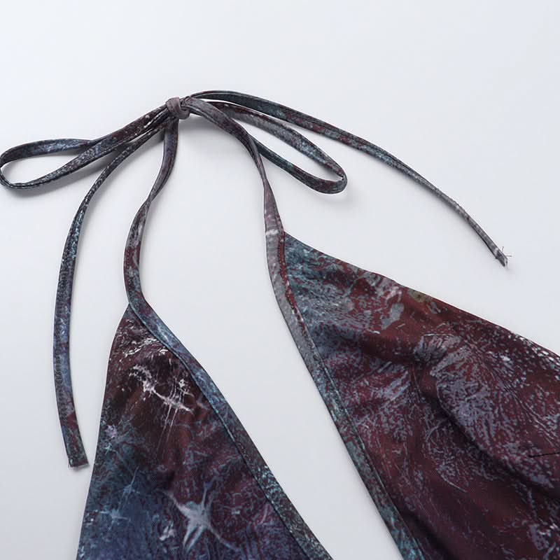 Mystic Skies Halter Deep V Ruched Mini Dress - Your Edgy Fall Night Out Essential