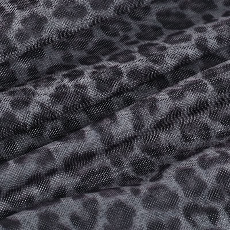 Fierce Fall Nights: Grey Leopard Ruched Mesh Cami Top – Your Trendy Autumn Essential