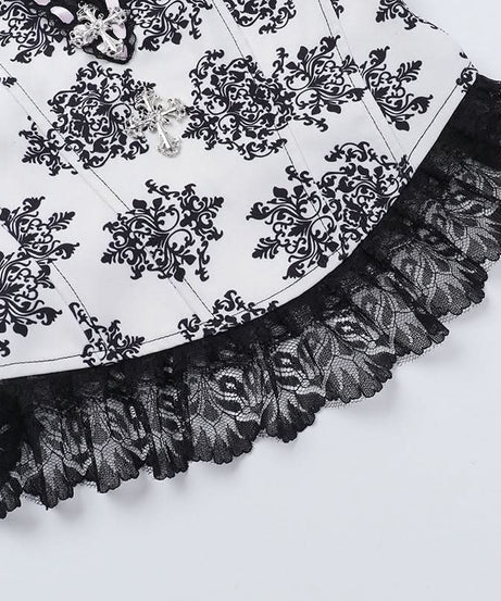 Gothic Damask Corset Top | Victorian Style Bustier for Spooky Season