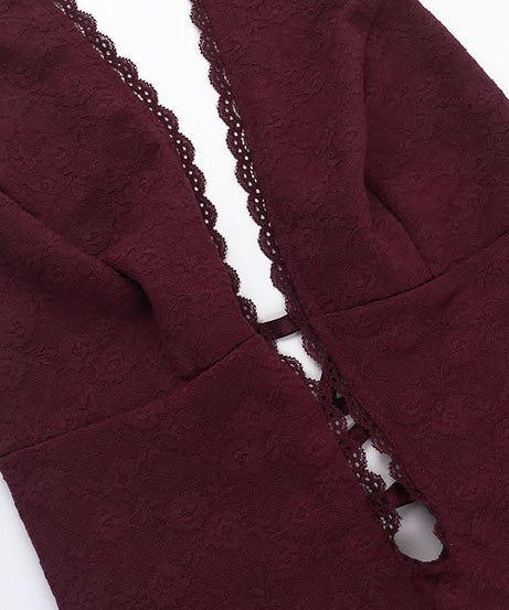 Sultry Fall Lace Halter Mini Dress with Daring Cut-Outs - Your Go-To Holiday Party Glam