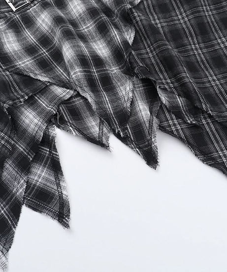 Unleash Your Edge: Women's High-Waisted Asymmetrical Plaid Mini Skirt - Perfect Goth & Punk Fall Style
