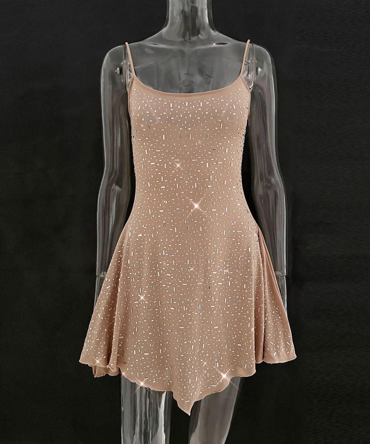 Dazzling Starlight Asymmetrical Cami Mini Dress – Your Go-To for Fall Parties & NYE