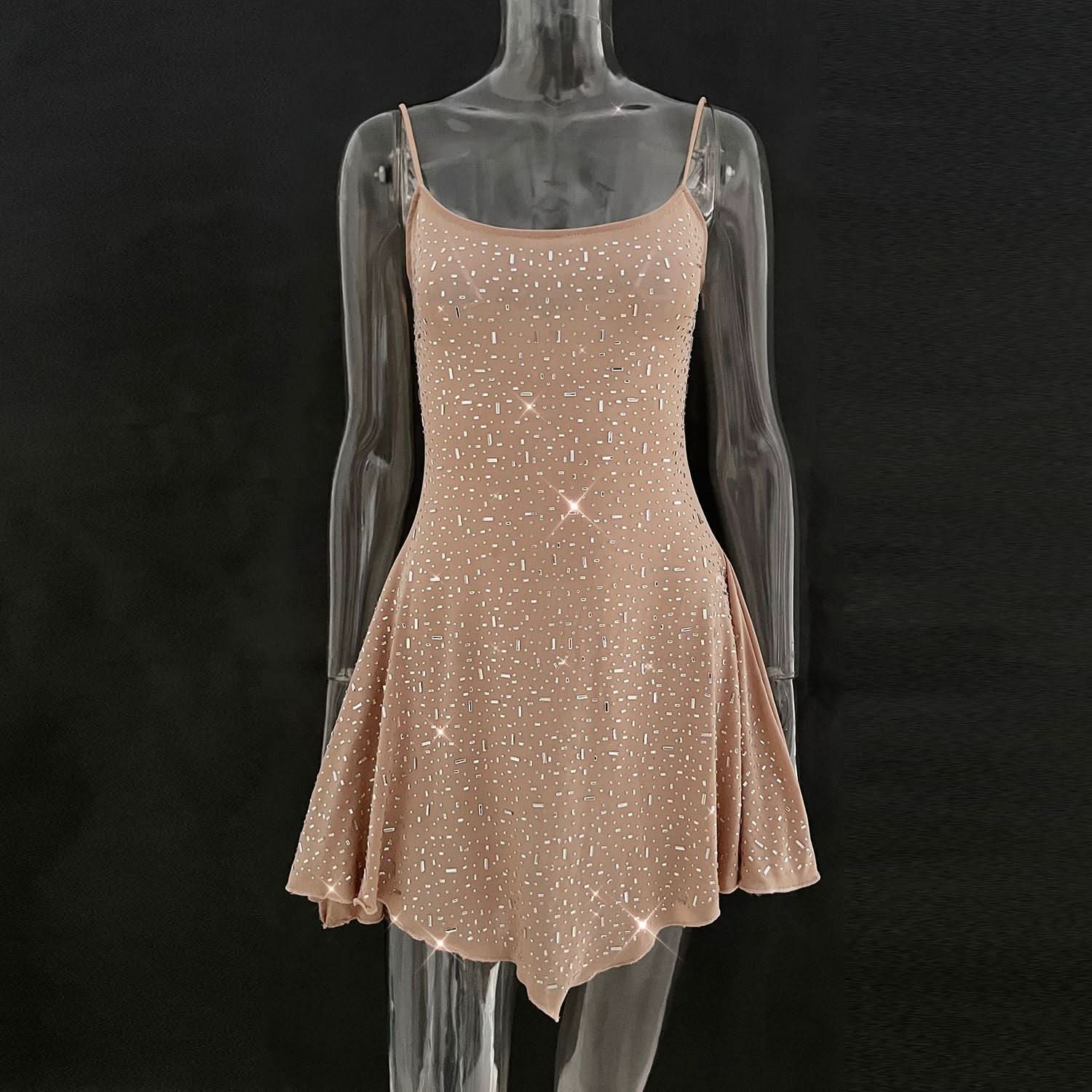 Dazzling Starlight Asymmetrical Cami Mini Dress – Your Go-To for Fall Parties & NYE