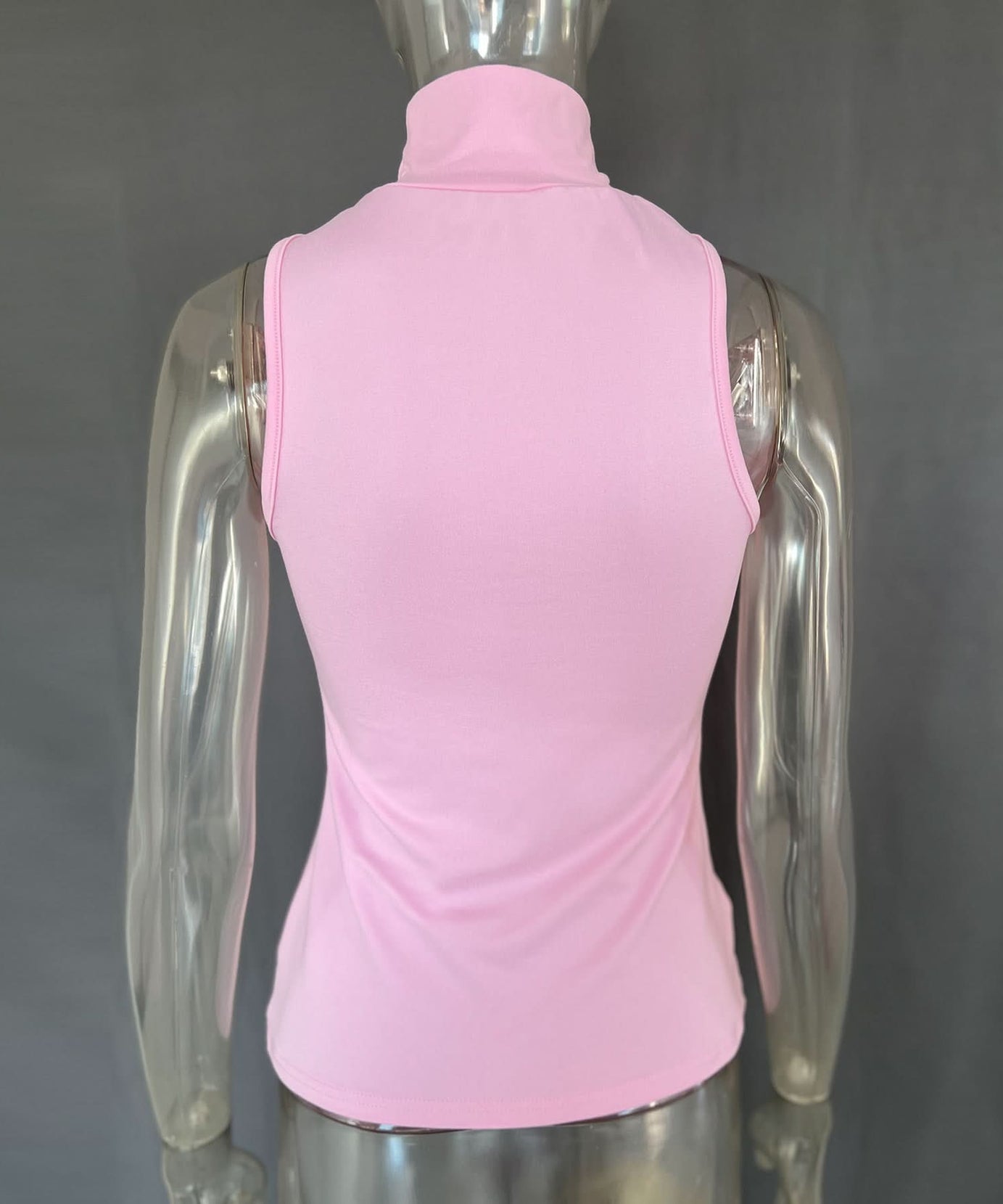 Glam Pink Mock Neck Halter Top with Gold Ring – Chic Fall & Holiday Statement